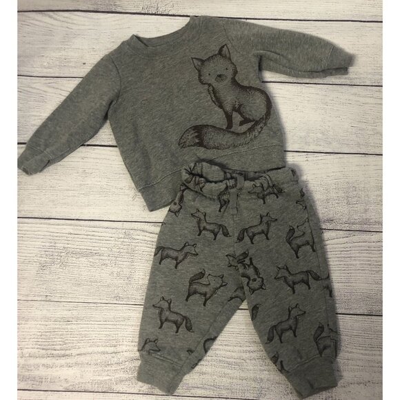 Caters Size 3-6M Grey Heather Fox Sweatsuit - Picture 1 of 5